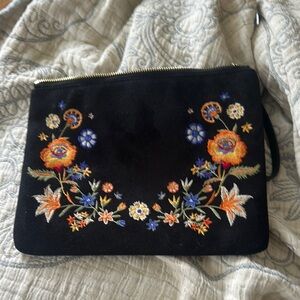 Old Navy Black and Orange , Blue, green Embroidered Clutch